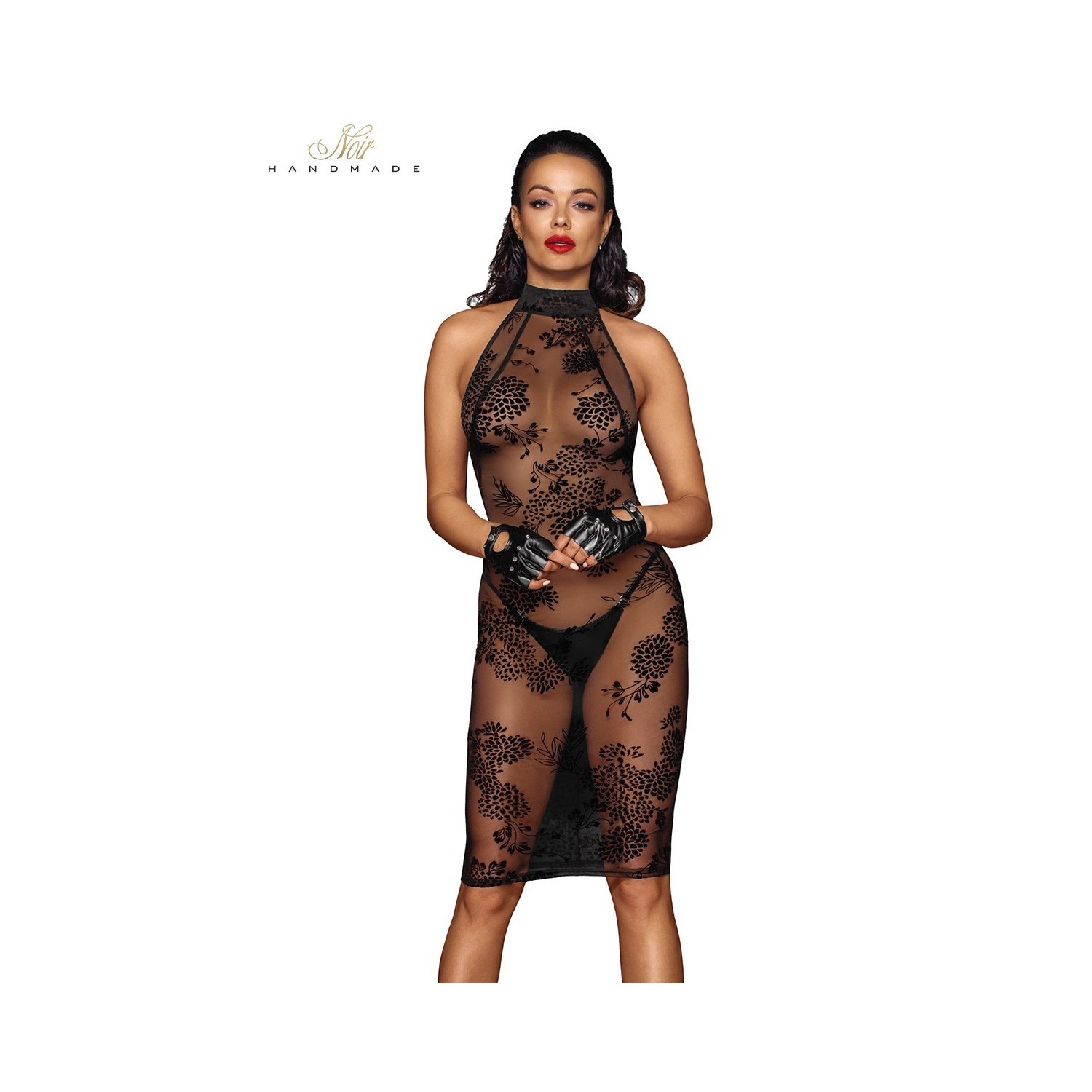 Robe mi-longue transparente en tulle F240