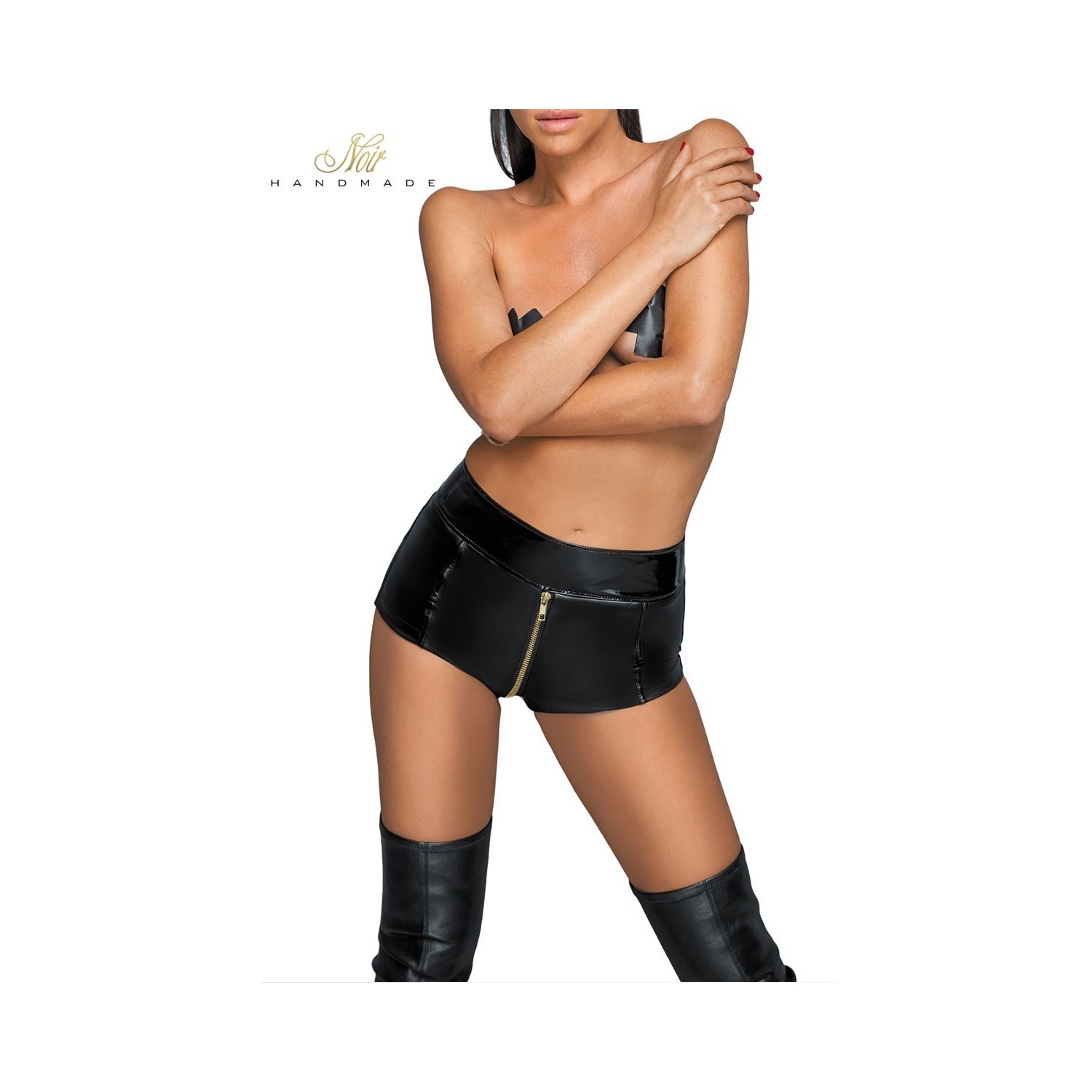 Short sexy wetlook zippé  F218