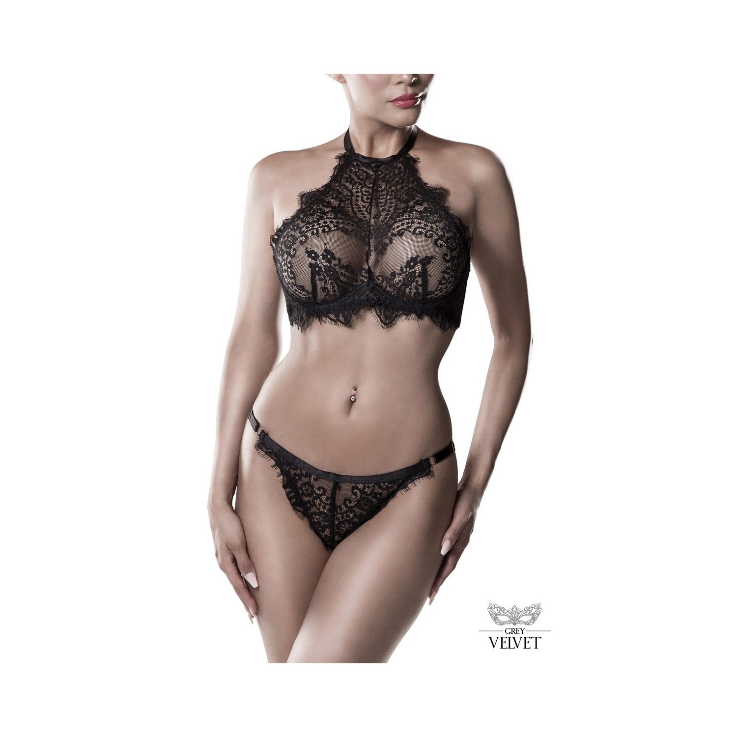 Ensemble bustier et string dentelle - Grey Velvet