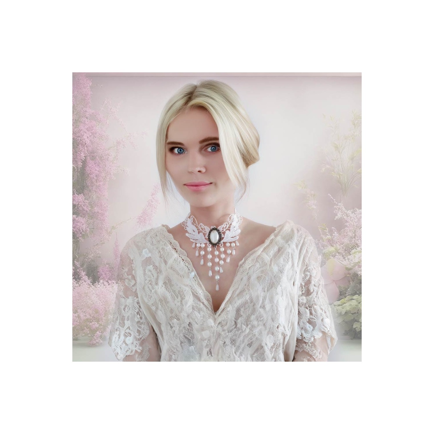 Parure gothique dentelle et perles