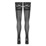 Bas autofixants large jarretière dentelle noir - Cotelli Lingerie