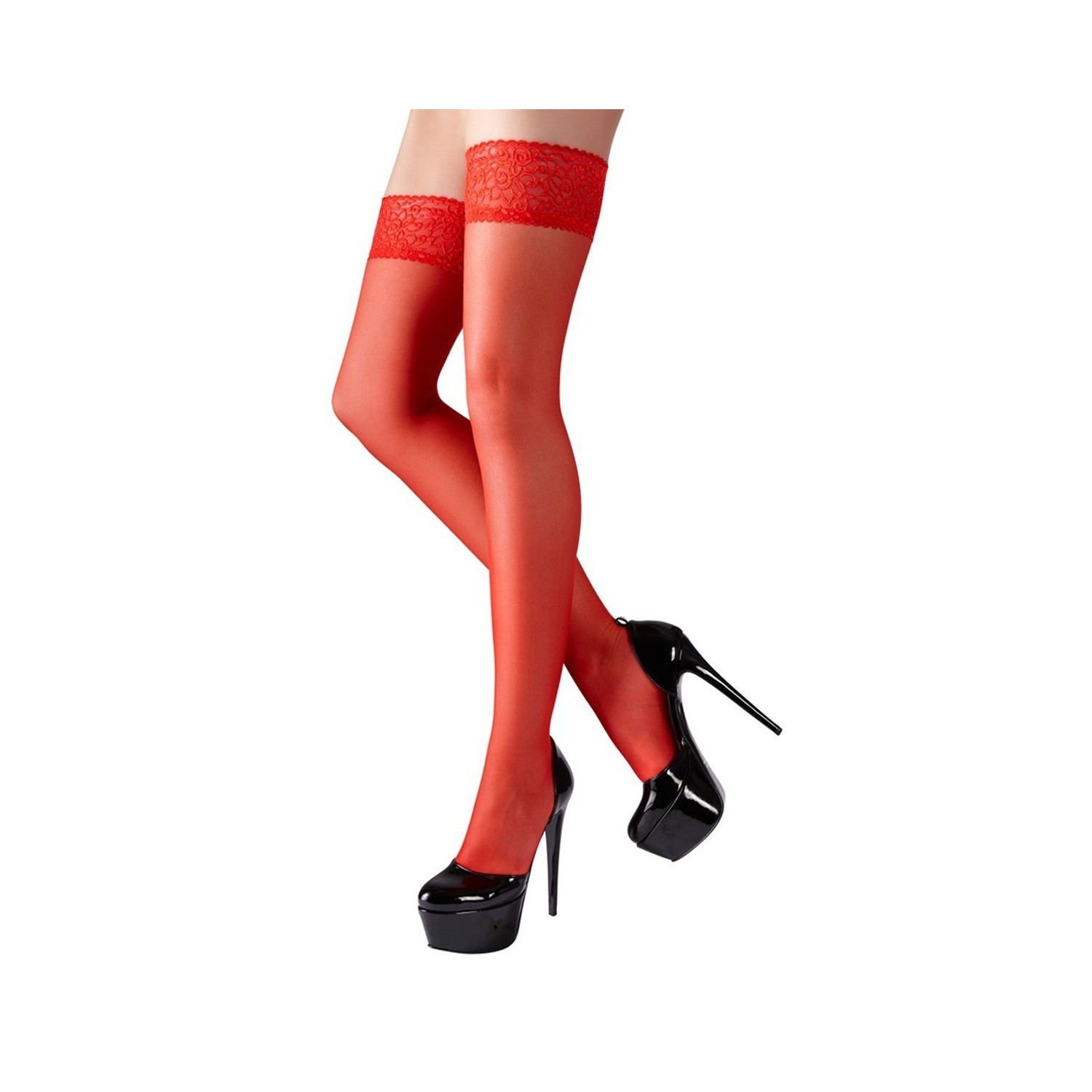 Bas autofixants rouge - Cotelli Legwear