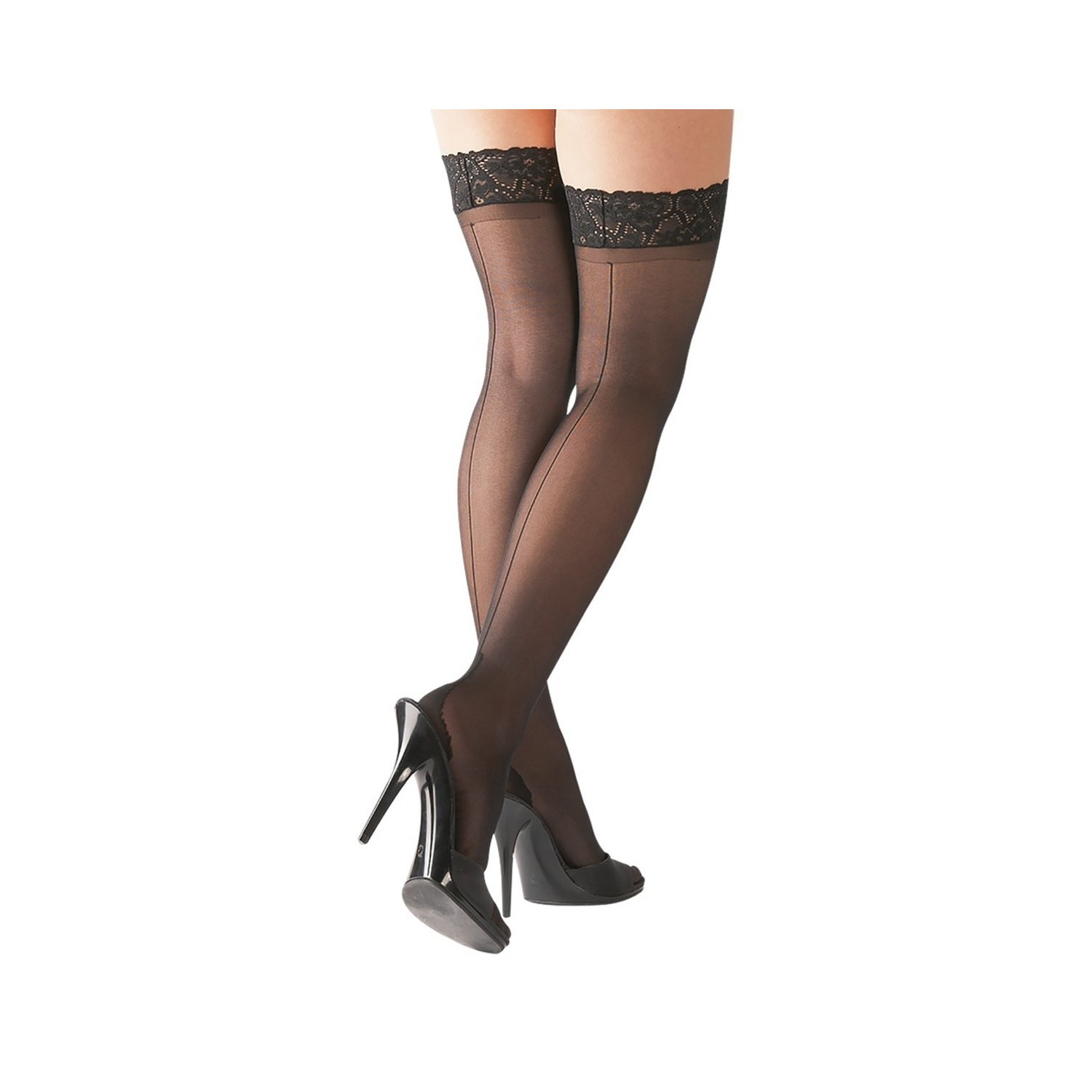 Bas autofixants couture noir 1 - Cotelli Legwear