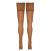 Bas autofixants large jarretière dentelle beige - Cotelli Legwear