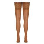 Bas autofixants large jarretière dentelle beige - Cotelli Legwear