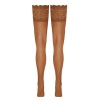 Bas autofixants large jarretière dentelle beige - Cotelli Legwear