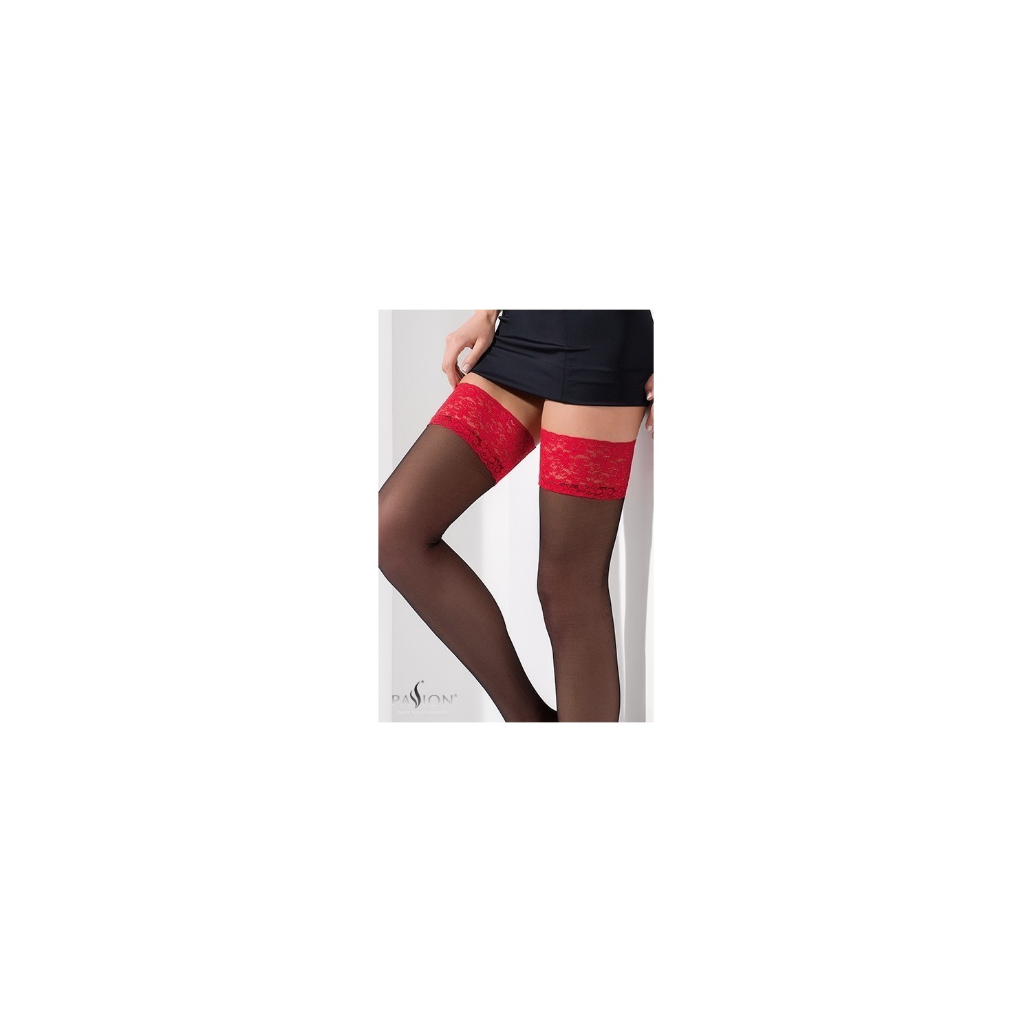 Bas autofixants ST004 Noir et rouge