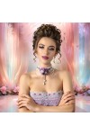 Collier ras du cou dentelle et perles, avec une rose