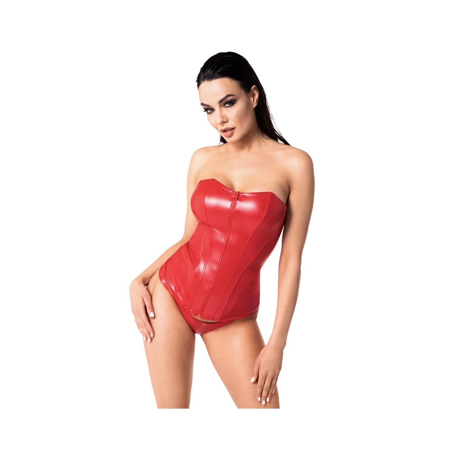Corset rouge Mysteria F355 wetlook