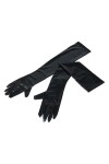 Gants noirs extra-longs en wetlook brillant