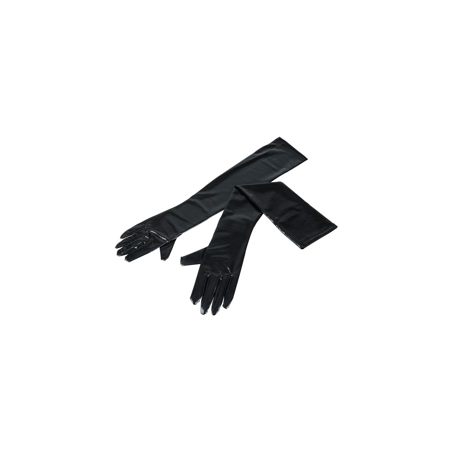 Gants noirs extra-longs en wetlook brillant