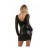 Robe wetlook micro résille noire effet cache coeur