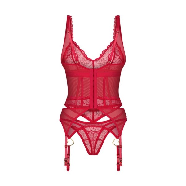 Cupide Desir corset et string - Rouge