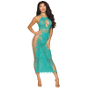Robe longue résille fantaisie turquoise - DG0524AGA