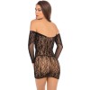 Mini robe en maille noire manches longues - REN7087-BLK