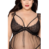 Babydoll grande taille noir et string assorti - DG13694XBLK