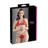 Soutien-gorge en dentelle rouge avec bonnets détachables et string - R221125430