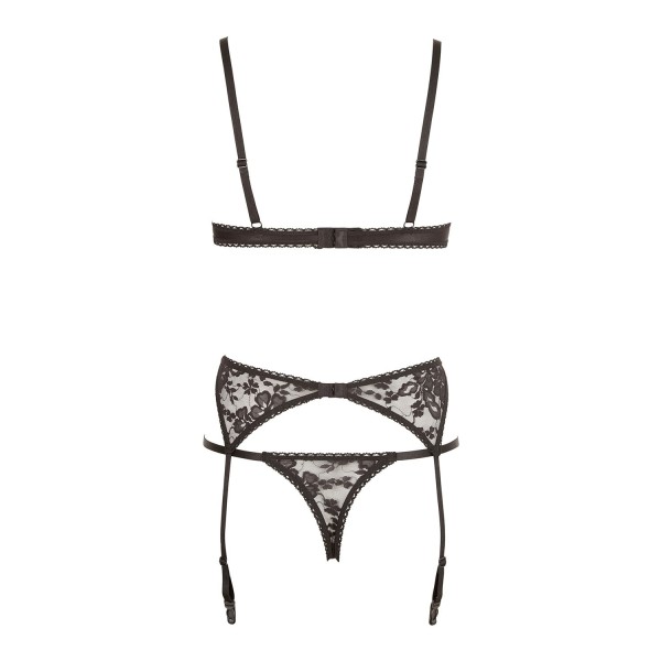 Ensemble sexy trois pièces en dentelle noire - R2210185