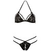 Soutien-gorge en dentelle noire avec bonnets détachables et string - R221125410