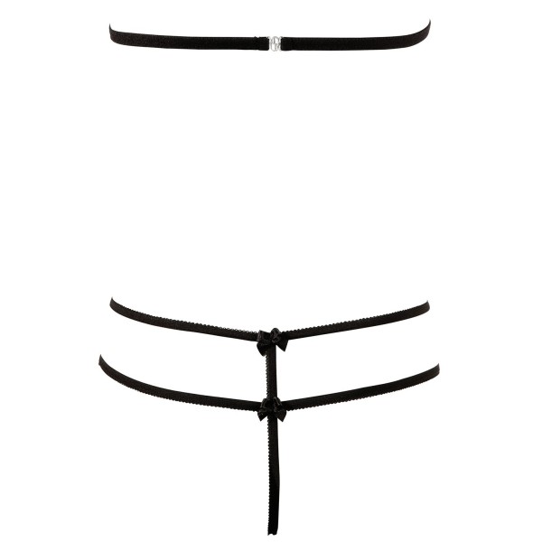 Soutien-gorge en dentelle noire avec bonnets détachables et string - R221125410