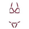 Soutien-gorge ouvert et string rouge à larges bandes sexy - R2213010