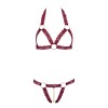 Soutien-gorge ouvert et string rouge à larges bandes sexy - R2213010