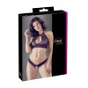 Soutien-gorge bandeau, en dentelle et résille noire et string ouvert - R2213648