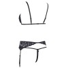 Ensemble trois pièces avec soutien-gorge fendu, porte-jarretelles et string noir - R2230348