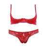 Soutien-gorge demi seins avec armatures et son string ouvert - R2220199