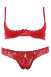 Soutien-gorge demi seins avec armatures et son string ouvert - R2220199