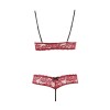Soutien-gorge, bonnets ouverts, en dentelle rouge et string assorti - R2212447
