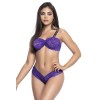 Ensemble deux pièces en dentelle violette et larges bretelles noires imprimées - MAL8698PUR