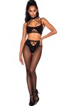 Ensemble de deux pièces avec brassière à lanières et collants.- DG0390BLK