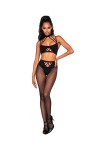 Ensemble de deux pièces avec brassière à lanières et collants.- DG0390BLK