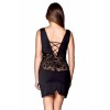 Robe cocktail empiècements dentelle et wetlook - LDW1