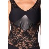 Robe cocktail empiècements dentelle et wetlook - LDW1