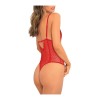 Body rouge en dentelle et fine résille - REN50013-RED