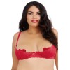 Soutien-gorge rouge grande taille demi-bonnets seins nus avec armatures - DG9386XRED