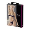 Soutien-gorge sexy demi-seins en satin avec chainette et string - OR2221179BLK