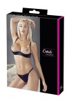 Soutien-gorge sexy demi-seins en satin avec chainette et string - OR2221179BLK