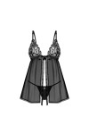 Blomentis babydoll et String - Noire