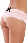 Shorty ouvert vieux rose court en dentelle - DG7177VPK