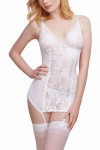 Guêpière blanche maille et dentelle extensible - DG11290WHT
