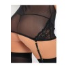 Guêpière maille et dentelle armatures poitrine jarretelles amovibles - REN512165-BLK