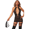 Nuisette avec porte jarretelles et fouet - DG13704BLK