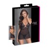 Nuisette noire en dentelle et résille transparente avec string - R2741334