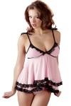 Nuisette doublée rose avec dentelle florale et string - R2740052