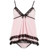 Nuisette doublée rose avec dentelle florale et string - R2740052