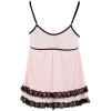Nuisette doublée rose avec dentelle florale et string - R2740052
