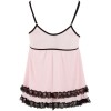 Nuisette doublée rose avec dentelle florale et string - R2740052